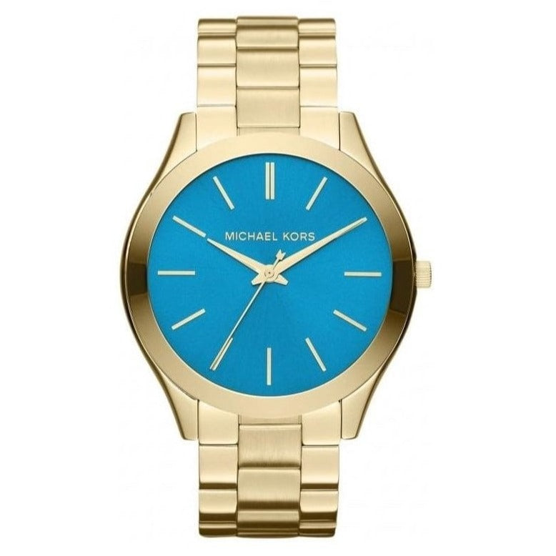 Michael Kors Ladies Watch Slim Runway Gold Turquoise Blue MK3265  Watches   Crystals